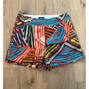 J Crew Shorts Brush Stroke Lined Pockets Size 2 Colorful